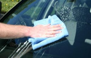 cleaning windshield